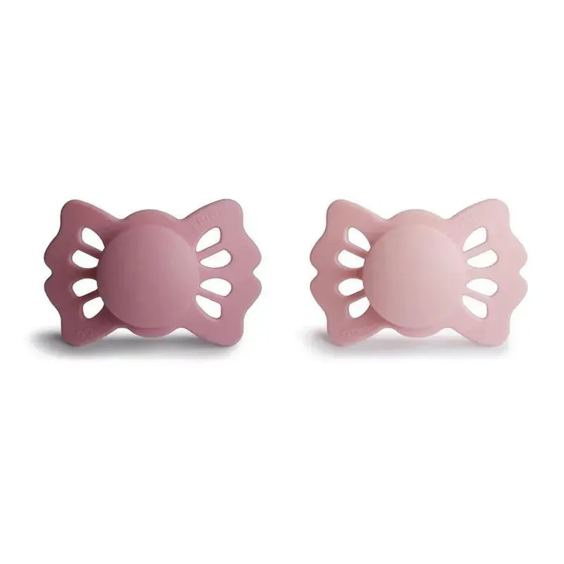 Mushie - 2Pk Cedar/Baby Pink Lucky Symmetrical Silicone Pacifier, 0/6M