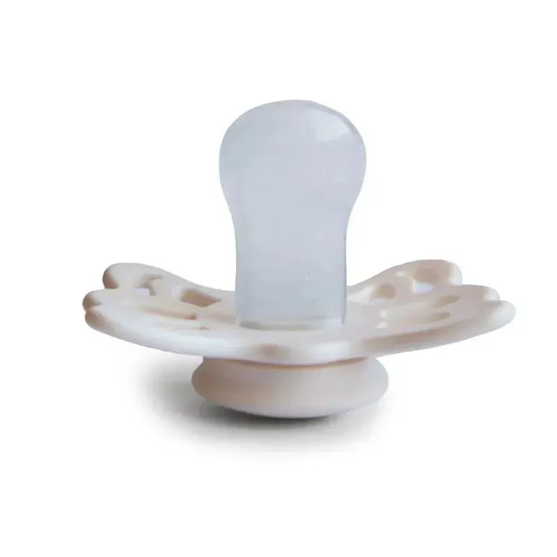 Mushie - 2Pk Cream/Blush Butterfly Anatomical Silicone Pacifier, 0/6M - Image 2