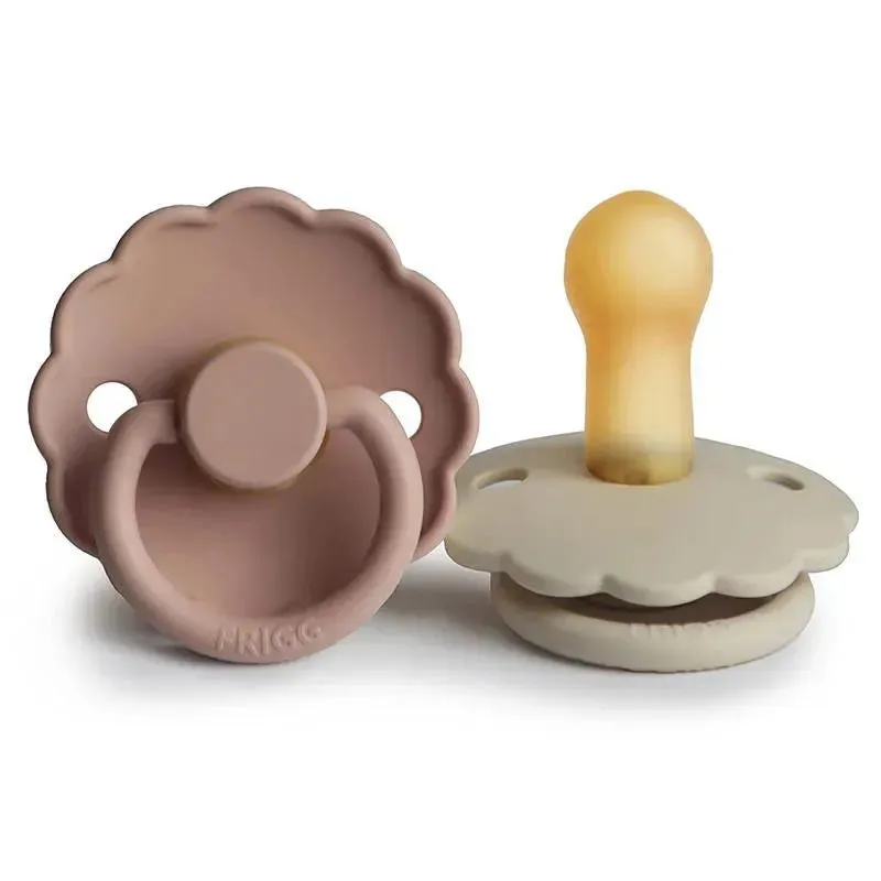 Mushie - 2Pk Frigg Daisy Natural Rubber Baby Pacifier, Blush/Cream, 0/6M