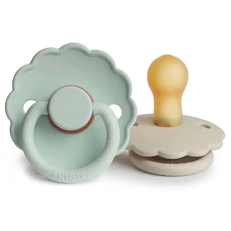 Mushie - 2Pk Frigg Daisy Natural Rubber Baby Pacifier, Seafoam/Cream, 0/6M