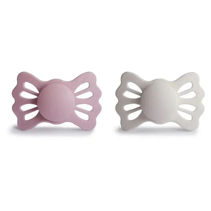 Mushie - 2Pk Lucky Symmetrical Silicone Pacifier, 6/18M, Primrose/Silver Gray