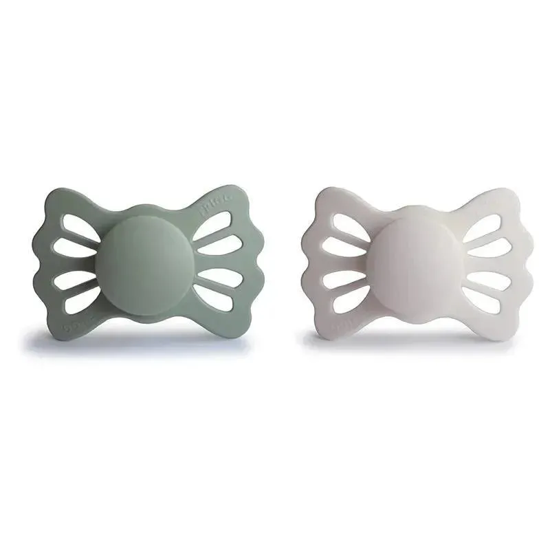 Mushie - 2Pk Lucky Symmetrical Silicone Pacifier, 6/18M, Sage/Silver Gray