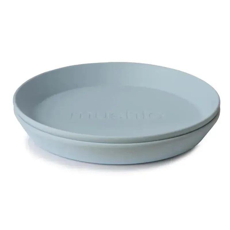 Mushie - 2Pk Round Dinnerware Plates Set, Powder Blue
