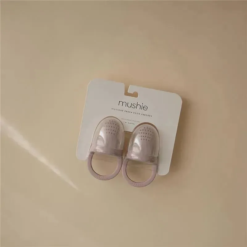 Mushie - 2Pk Silicone Baby Fresh Fruit & Food Feeder Pacifier, Soft Lilac - Image 2