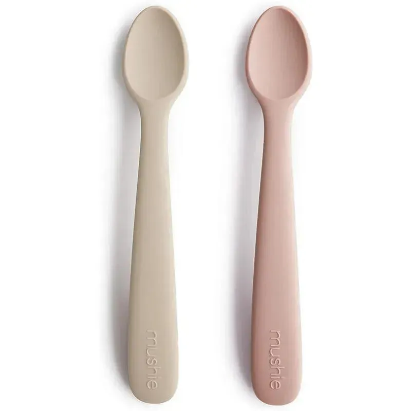 Mushie - 2Pk Silicone Feeding Spoons, Blush/Shifting Sand