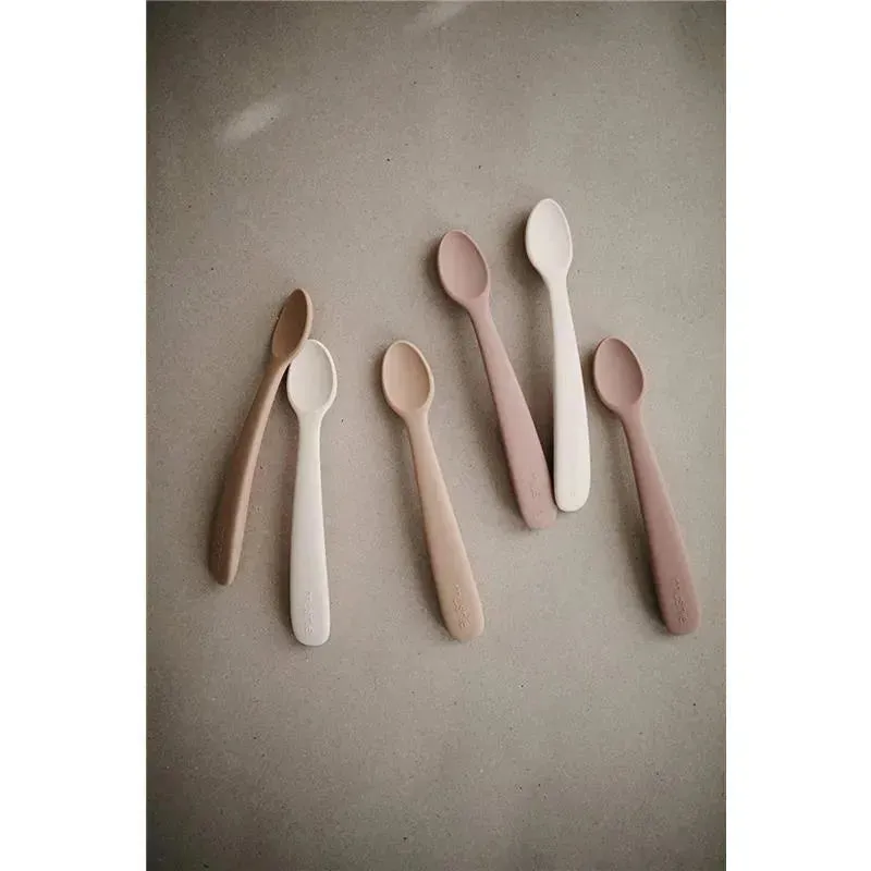 Mushie - 2Pk Silicone Feeding Spoons, Blush/Shifting Sand - Image 3