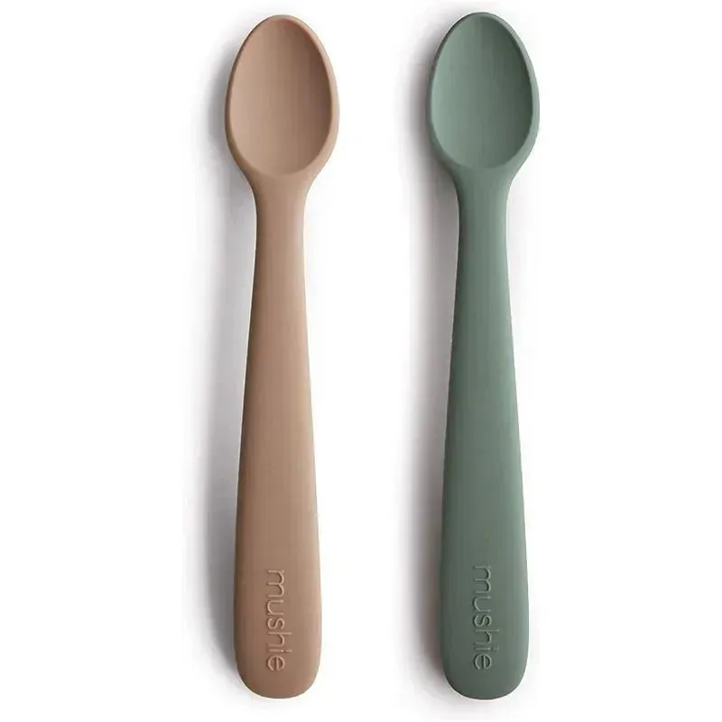 Mushie - 2Pk Silicone Feeding Spoons, Dried Thyme/Natural
