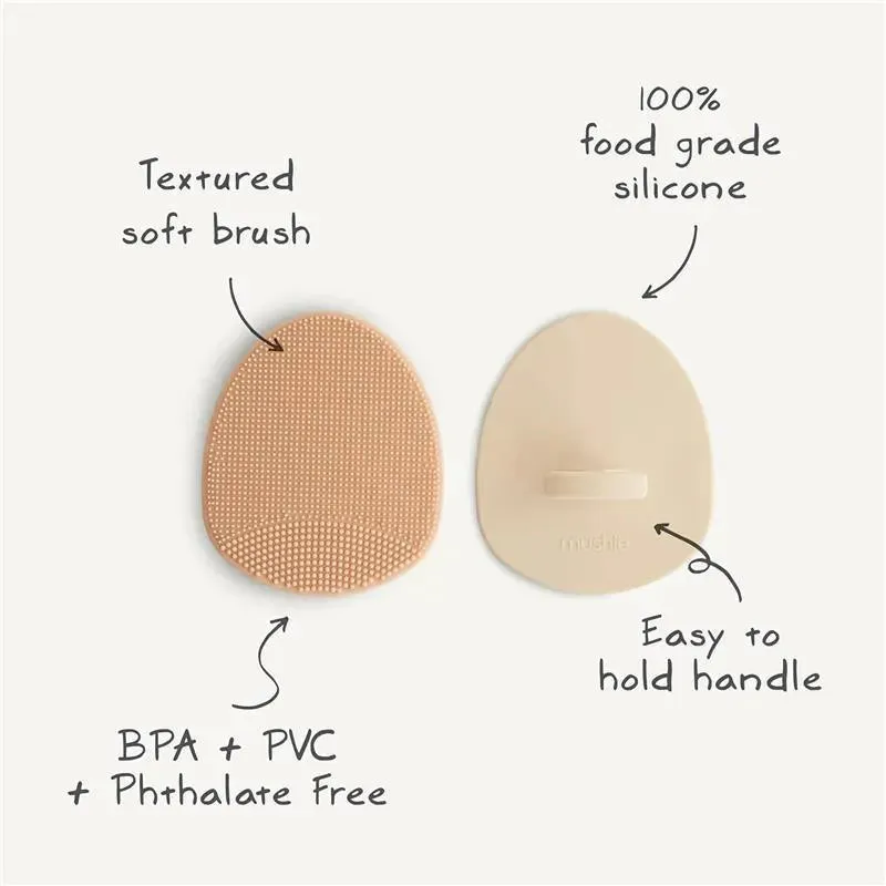 Mushie - Baby Bath Cradle Cap Brush, Soft Silicone Bristles, 2-Pack, Tradewinds/Periwinkle - Image 5