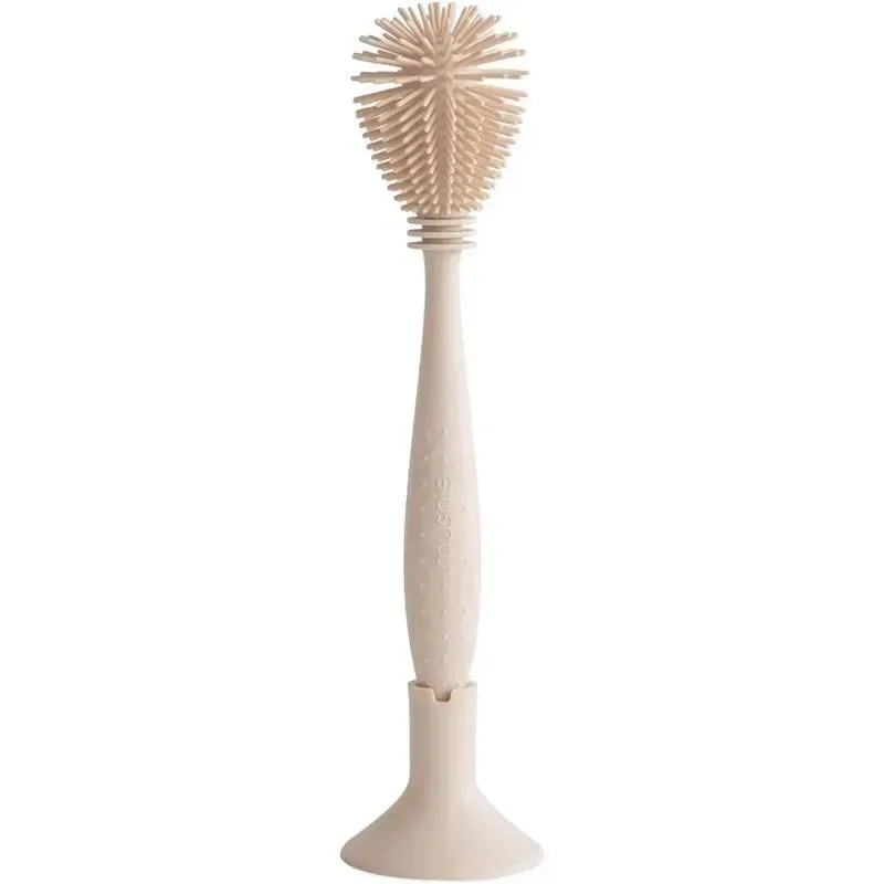 Mushie - Baby Bottle Brush, Soft Silicone with Suction Base, Shifting Sand