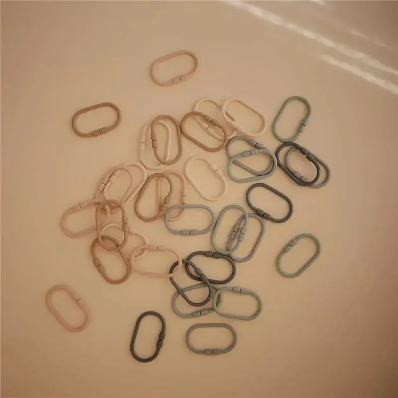 Mushie - Baby Chain Link Rings Toy 12 Count, Multiuse Car Seat Stroller Connecting Toy, Shifting Sand, Blush, Cambridge Blue - Image 9