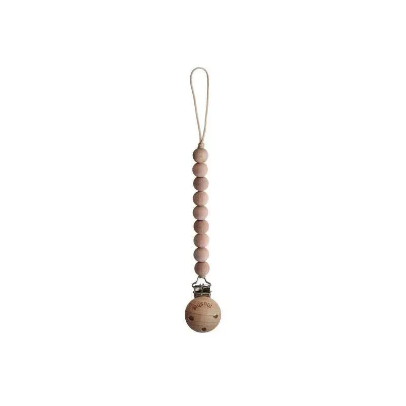 Mushie - Baby Pacifier Clip | Cleo - Wood