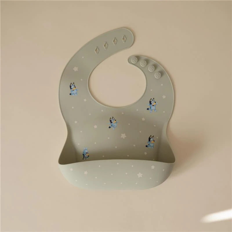 Mushie - Bluey X Mushie Silicone Baby Bib, Bluey Sage - Image 3