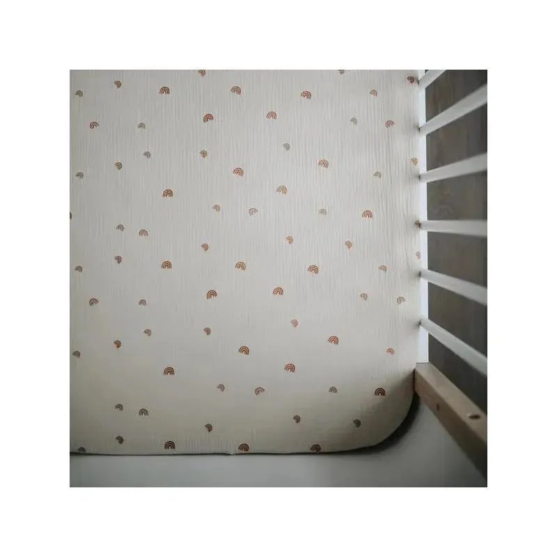 Mushie - Extra Soft Muslin Crib Sheet (Rainbow) - Image 3