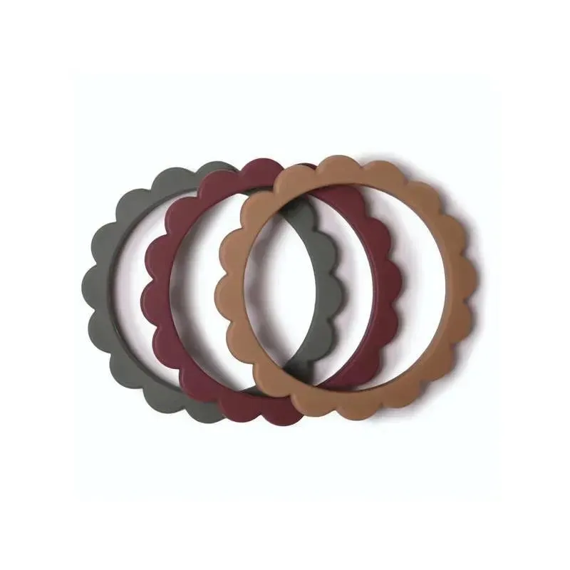 Mushie - Flower Teething Bracelet 3-Pack (Dried Thyme/Berry/Natural)