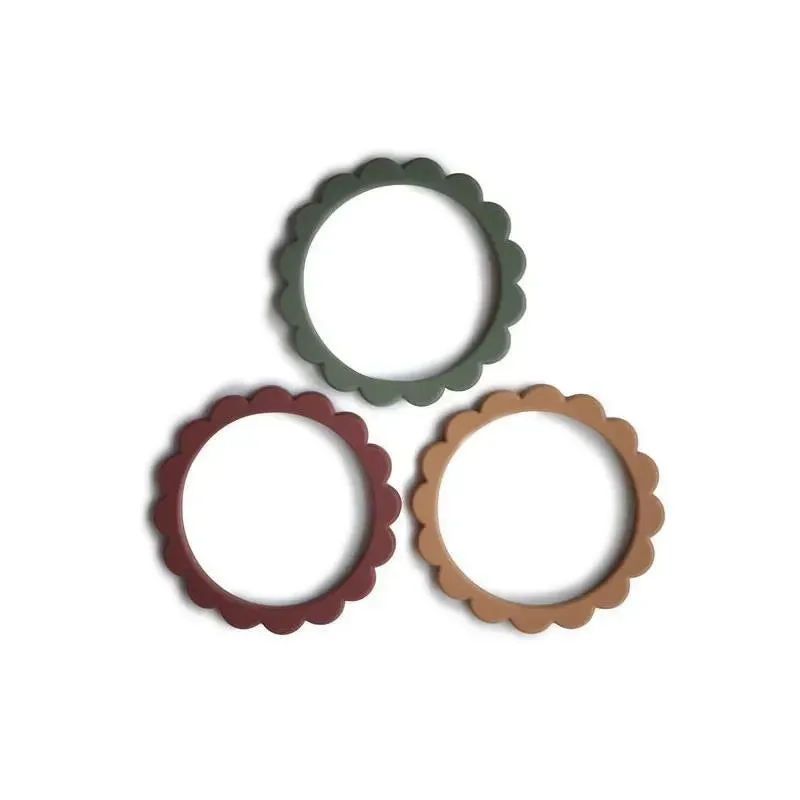 Mushie - Flower Teething Bracelet 3-Pack (Dried Thyme/Berry/Natural) - Image 2