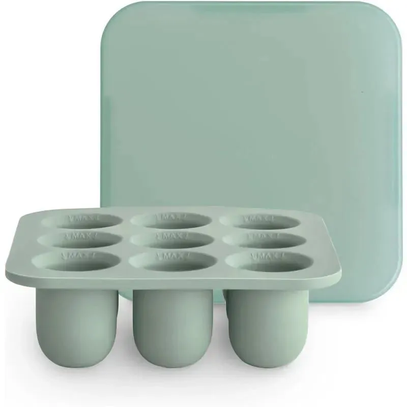 Mushie - Fresh Food Feeder Freezer Tray with Lid for Frozen Baby Food, Cambridge Blue