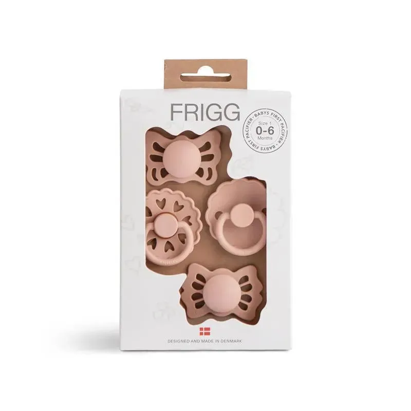 Mushie - Frigg Baby's First Pacifier? Set, Floral Heart 4-Pack, BPA-Free, 0 to 6 Months, Blush
