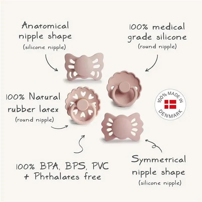 Mushie - Frigg Baby's First Pacifier? Set, Floral Heart 4-Pack, BPA-Free, 0 to 6 Months, Blush - Image 7