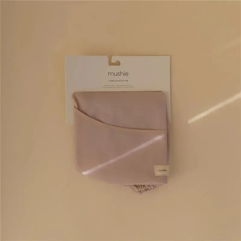 Mushie - Long Sleeve Baby Bib, Waterproof Fabric, Adjustable Fit for Ages 6-24 Months, Blush - Image 3