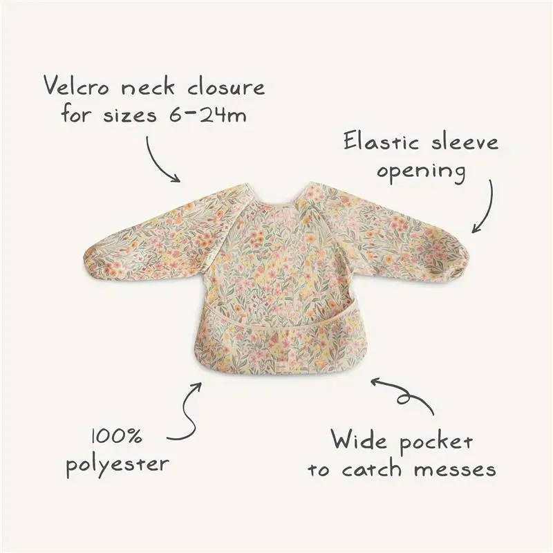 Mushie - Long Sleeve Baby Bib, Waterproof Fabric, Adjustable Fit for Ages 6-24 Months, Blush - Image 5