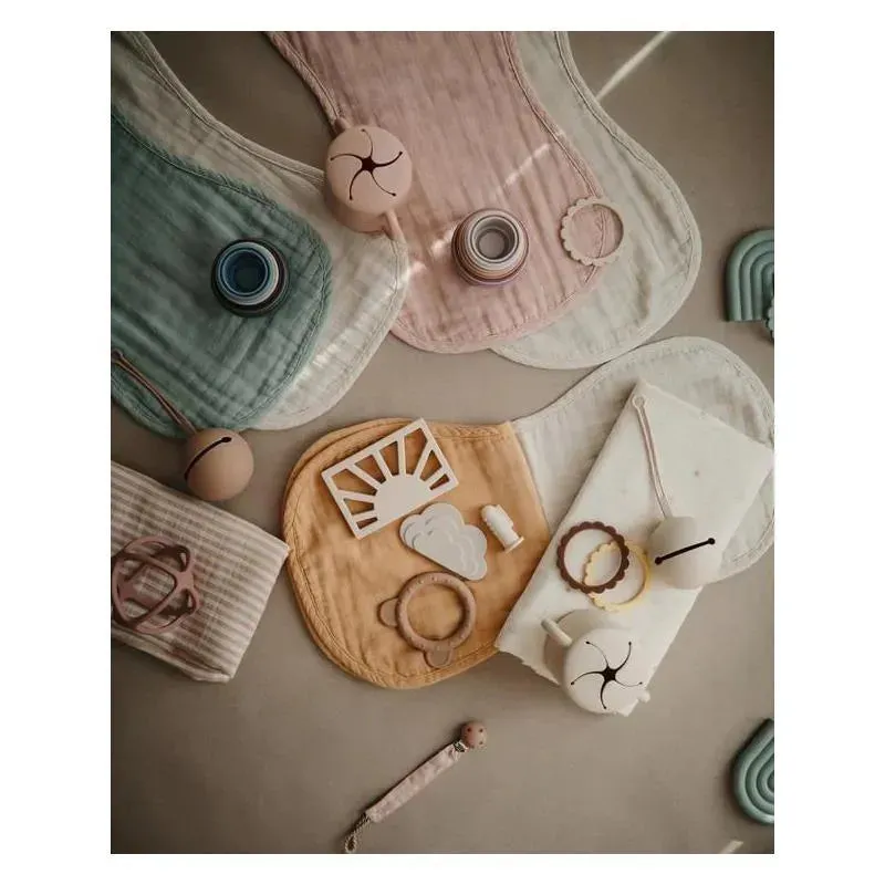Mushie - Muslin Burp Cloth Organic Cotton 2-Pack - Blush/Fog - Image 4
