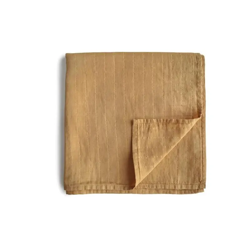 Mushie - Muslin Swaddle Blanket - Fall Yellow