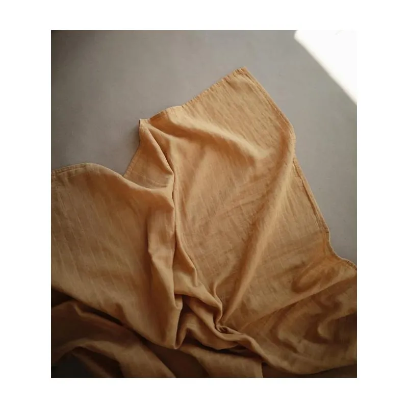 Mushie - Muslin Swaddle Blanket - Fall Yellow - Image 3