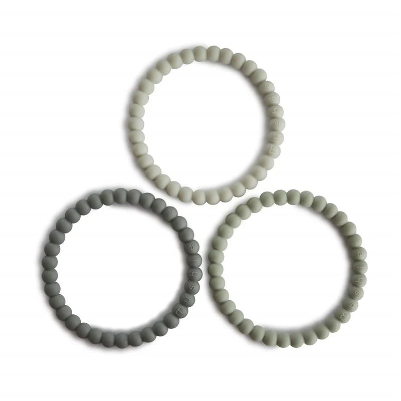 Mushie - Pearl Teething Bracelet (Green Tea/Cool Gray/Sea Salt)