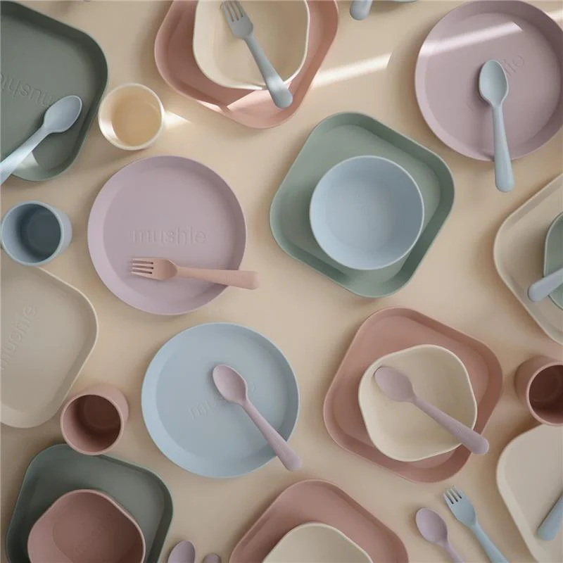 Mushie - Round Bowl Dinnerware Set, Powder Blue - Image 6