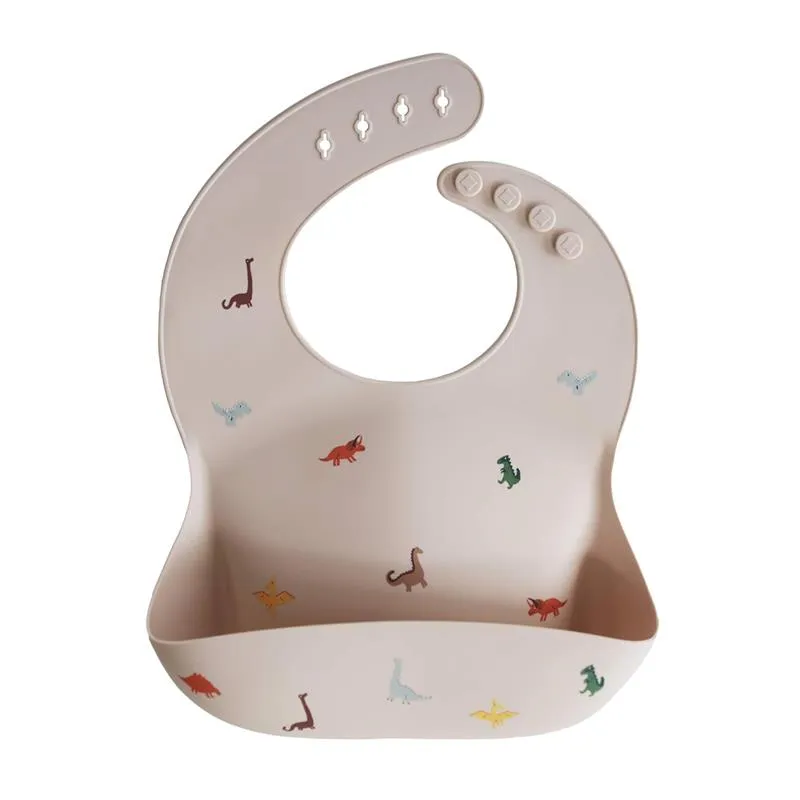 Mushie - Silicone Baby Bib, Dinosaurs