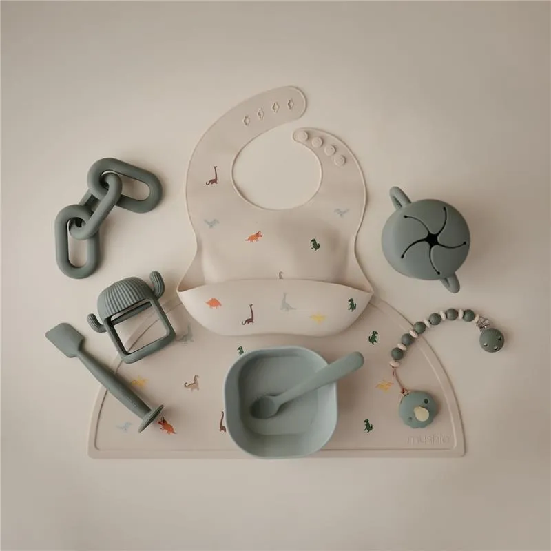 Mushie - Silicone Baby Bib, Dinosaurs - Image 3