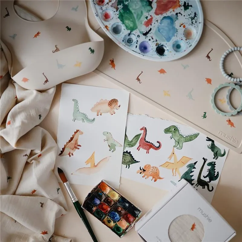 Mushie - Silicone Baby Bib, Dinosaurs - Image 6