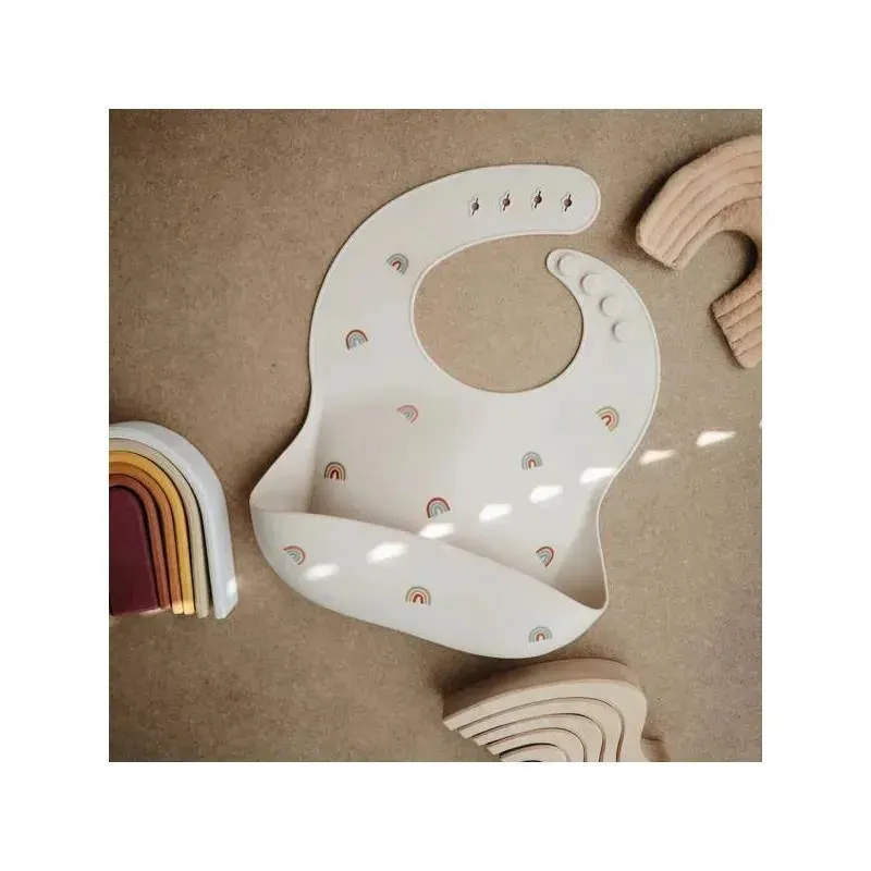 Mushie - Silicone Baby Bib - Rainbows - Image 3