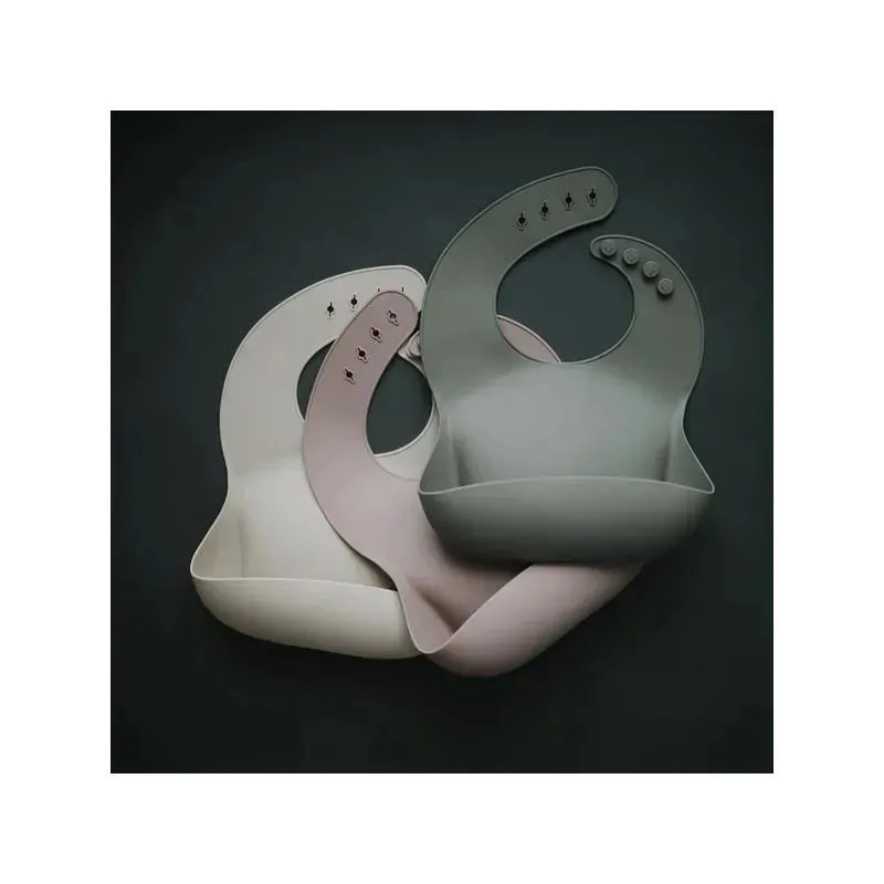 Mushie - Silicone Baby Bib - Silver Sage - Image 2