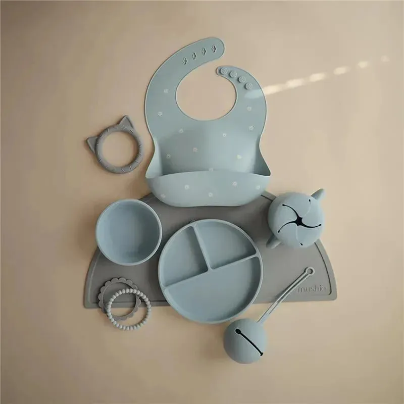 Mushie - Silicone Baby Snack Cup, Powder Blue - Image 3