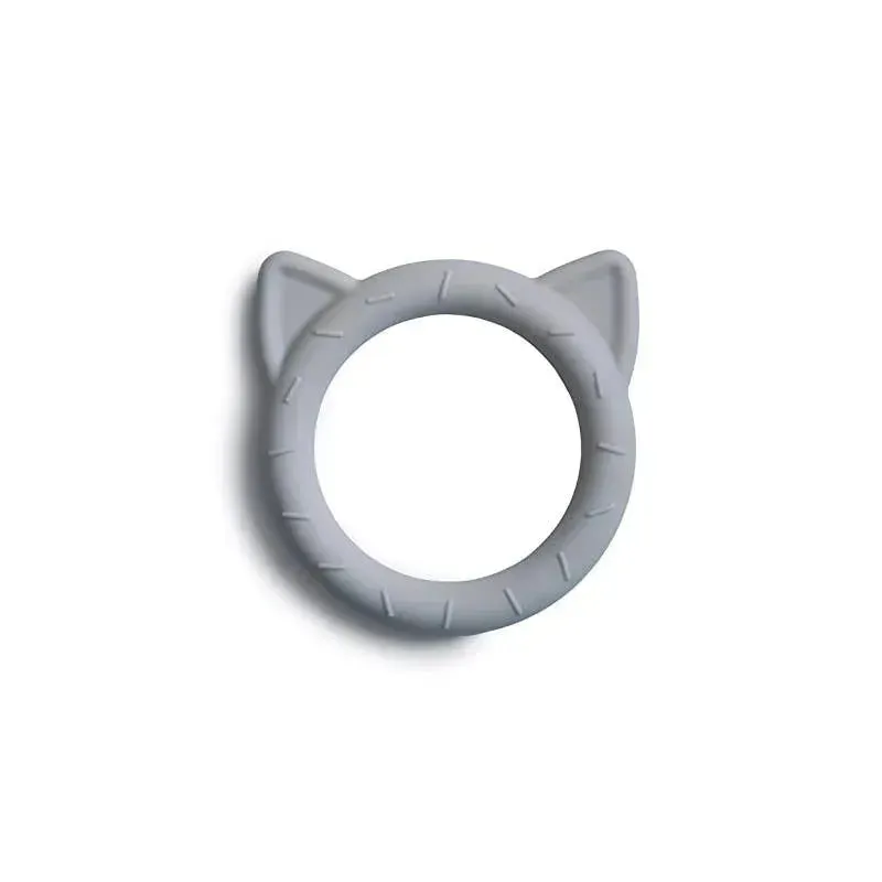 Mushie Silicone Baby Teether Cat Toy Stone