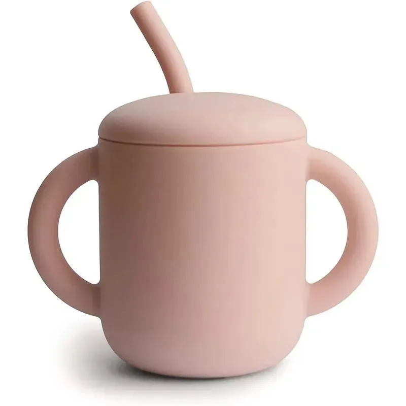 Mushie - Silicone Baby Training Cup & Straw, Blush