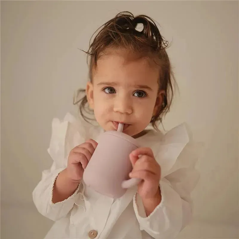 Mushie - Silicone Baby Training Cup & Straw, Blush - Image 4