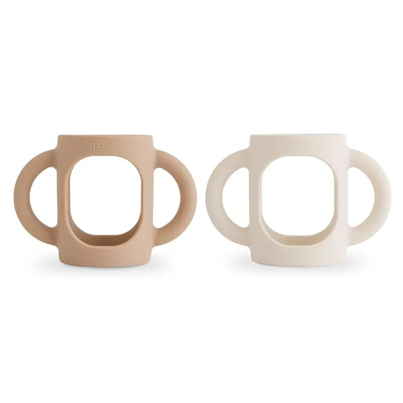 Mushie - Silicone Bottles Handles, Natural/Shifting Sand