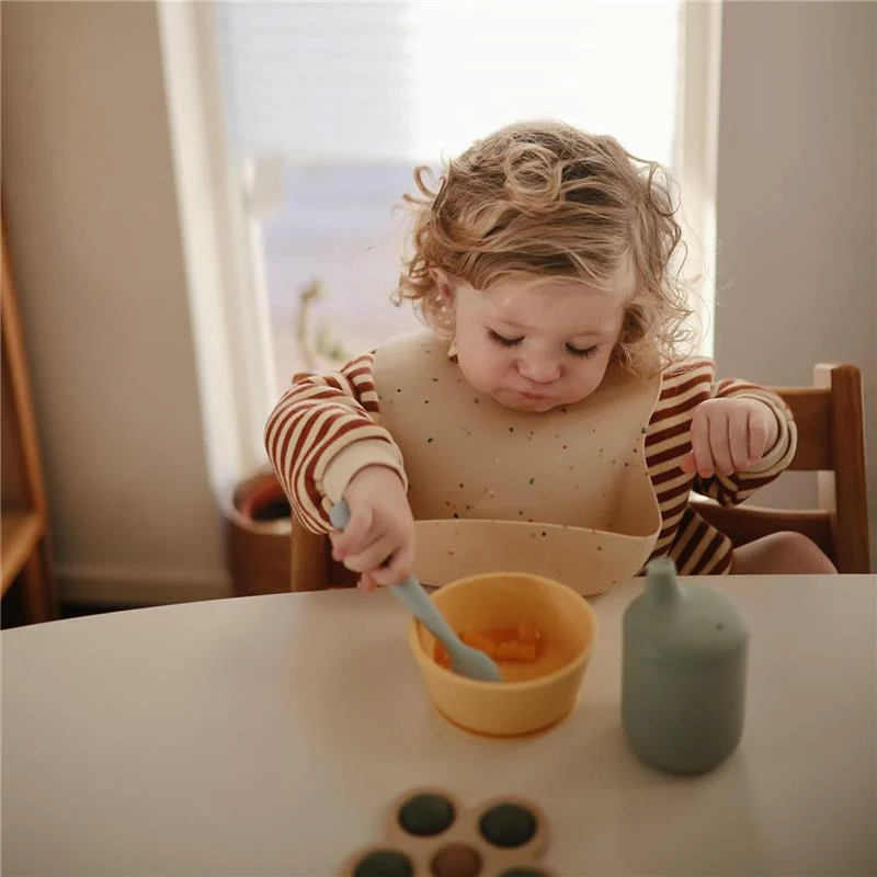 Mushie - Silicone Feeding Spoons, Powder Blue (2-Pack) - Image 4