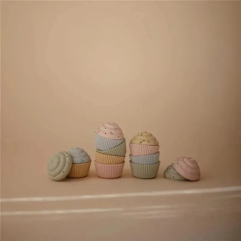 Mushie - Silicone Mix and Match Cupcake Toy 4 Pack, Mold Free - Image 2