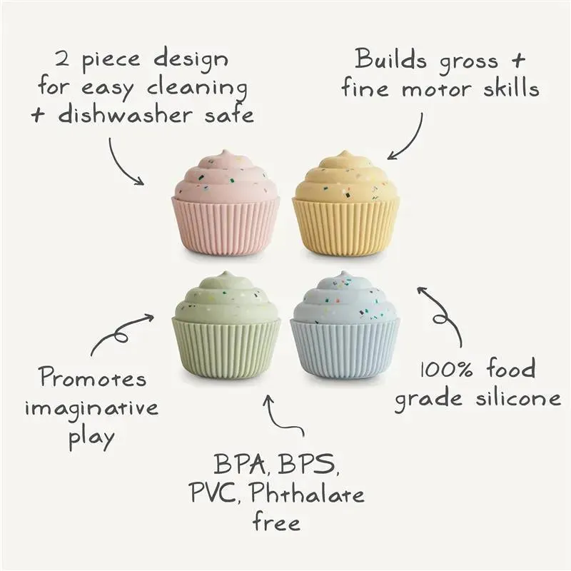 Mushie - Silicone Mix and Match Cupcake Toy 4 Pack, Mold Free - Image 5