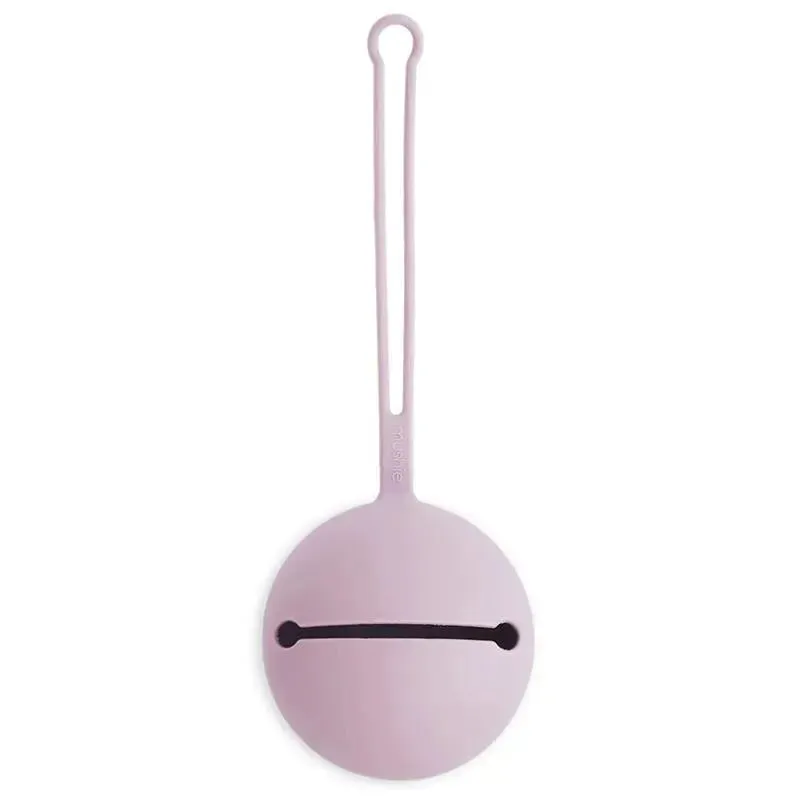 Mushie - Silicone Pacifier Holder Case, Soft Lilac