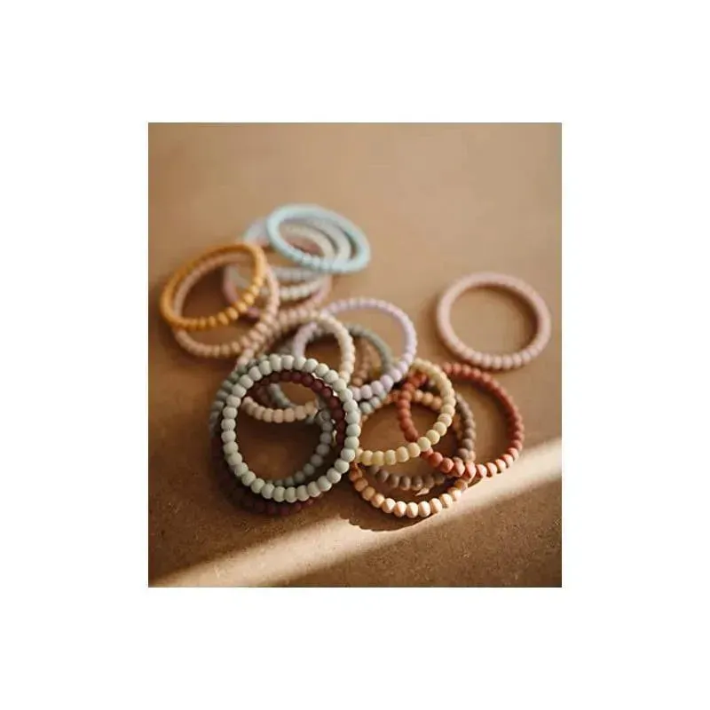 Mushie Silicone Pearl Teether Bracelets Clary/Sage/Tuscany/ Desert Sand - Image 4