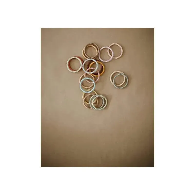 Mushie Silicone Pearl Teether Bracelets Linen/Peony/Pale Pink - Image 4