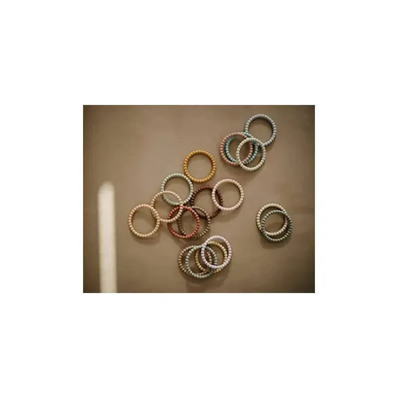 Mushie Silicone Pearl Teether Bracelets Linen/Peony/Pale Pink - Image 7