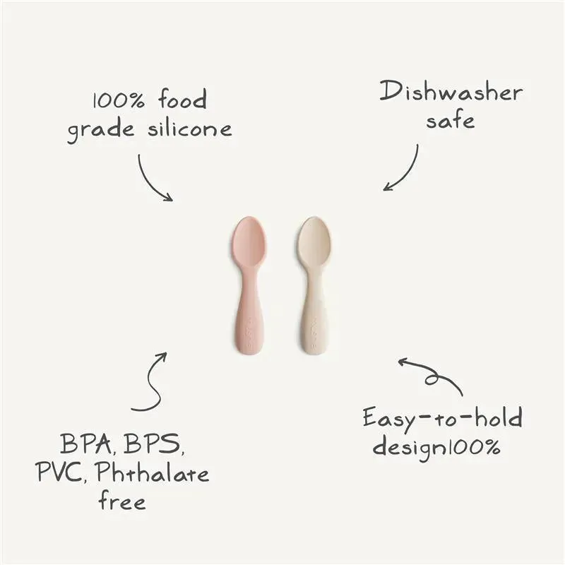 Mushie - Silicone Toddler Starter Spoons, 2 Pack,Blush Shifting Sand - Image 2