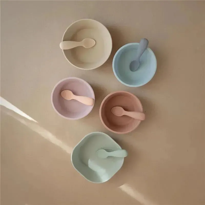 Mushie - Silicone Toddler Starter Spoons, 2 Pack, Cambridge Blue/Shifting Sand - Image 8