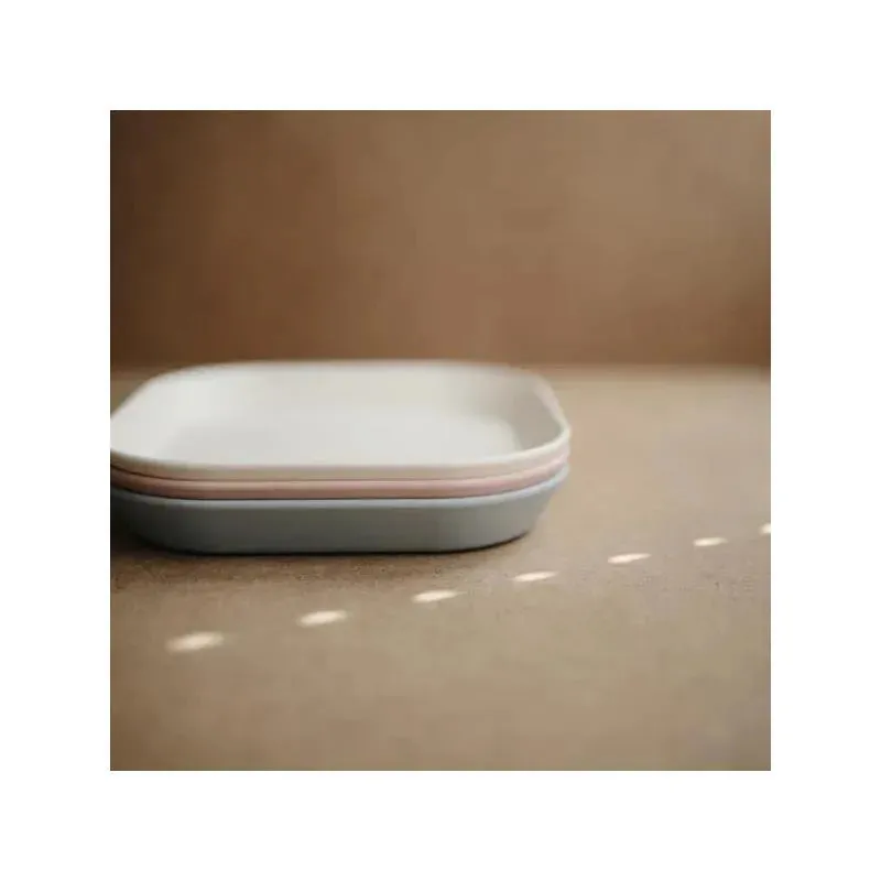 Mushie - Square Dinnerware Baby Plates- Set Of 2 - Blush - Image 2