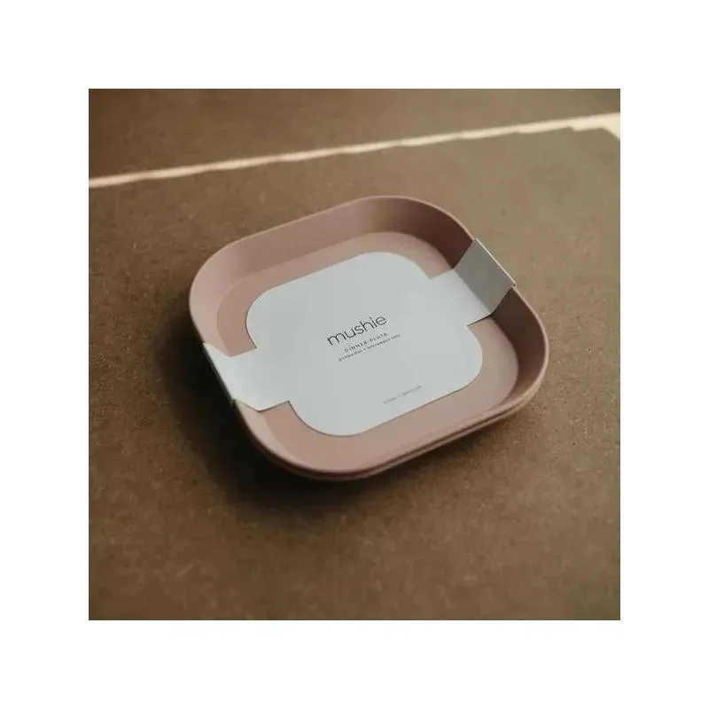 Mushie - Square Dinnerware Baby Plates- Set Of 2 - Blush - Image 4